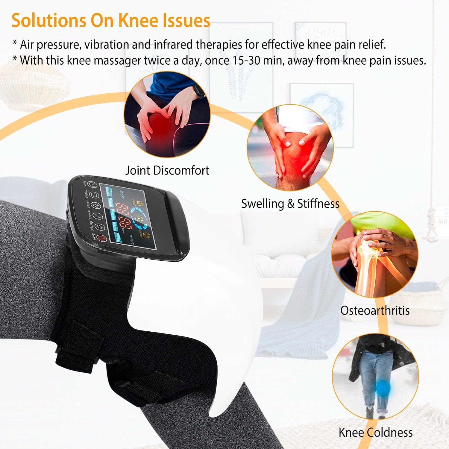 Electric Rechargeable Knee Massager Infrared Heat Pain Relief Therapy Cheap Sale With Credit Card