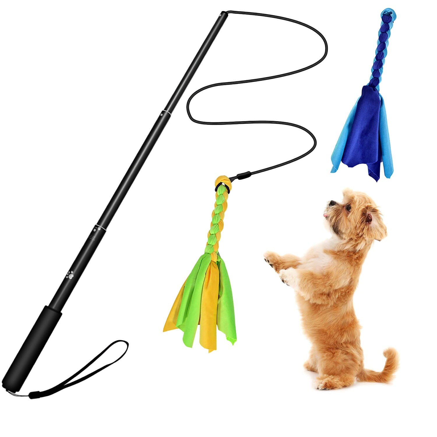 Extendable Dog Flirt Pole with 2 Replaceable Interactive Tail Toys Buy Cheap Affordable