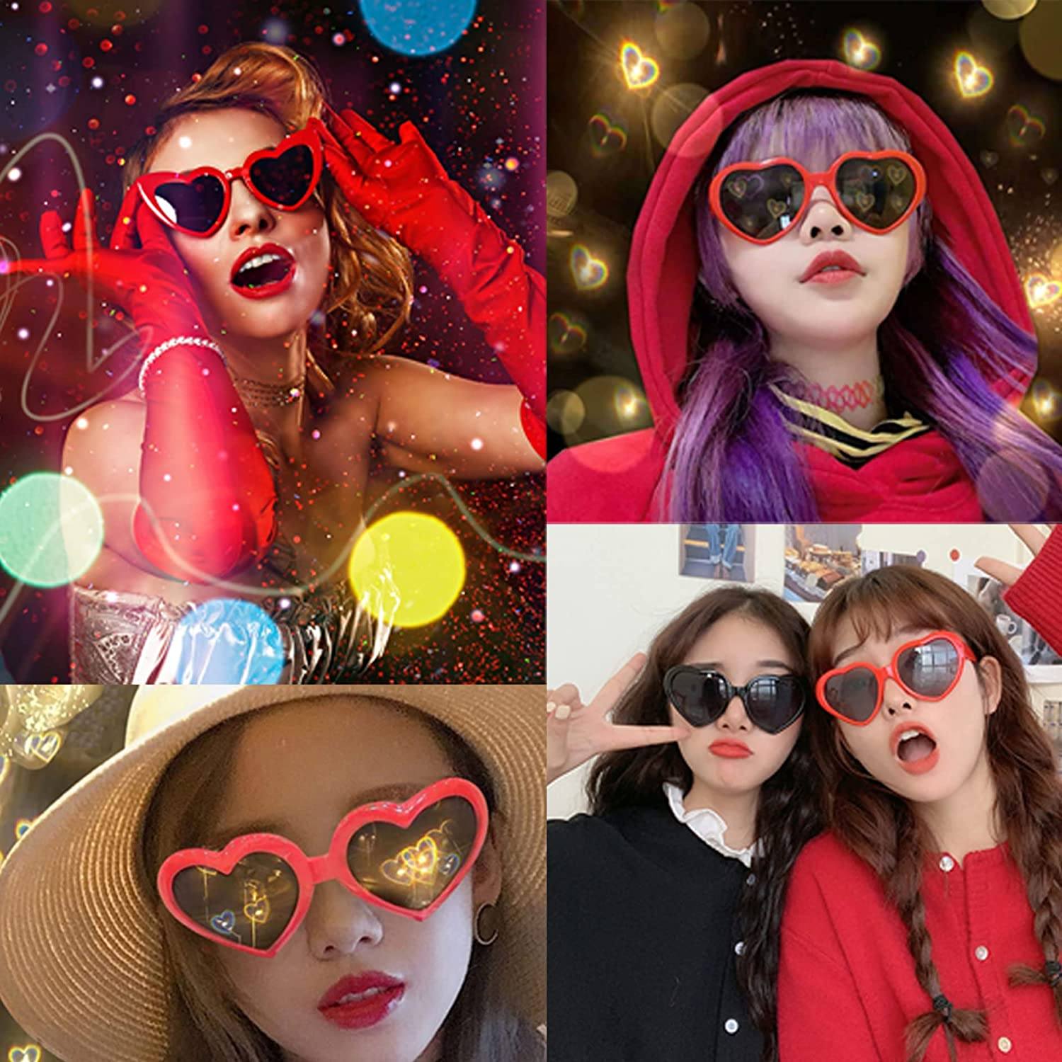 Heart Shaped Sunglasses EDM Festival Light Changing Eyewear Heart Effect Outlet Good Selling