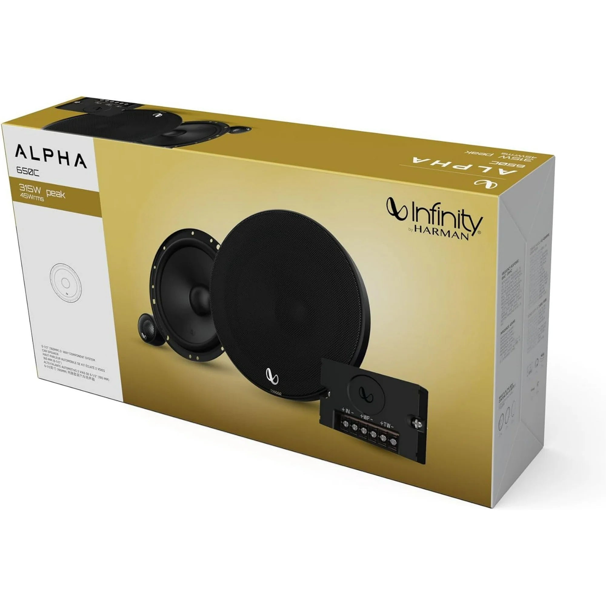 INFINITY ALPHA 650C 6-1/2 315W (160mm) Two Way Component Speaker System (Black) Cheap Sale With Mastercard