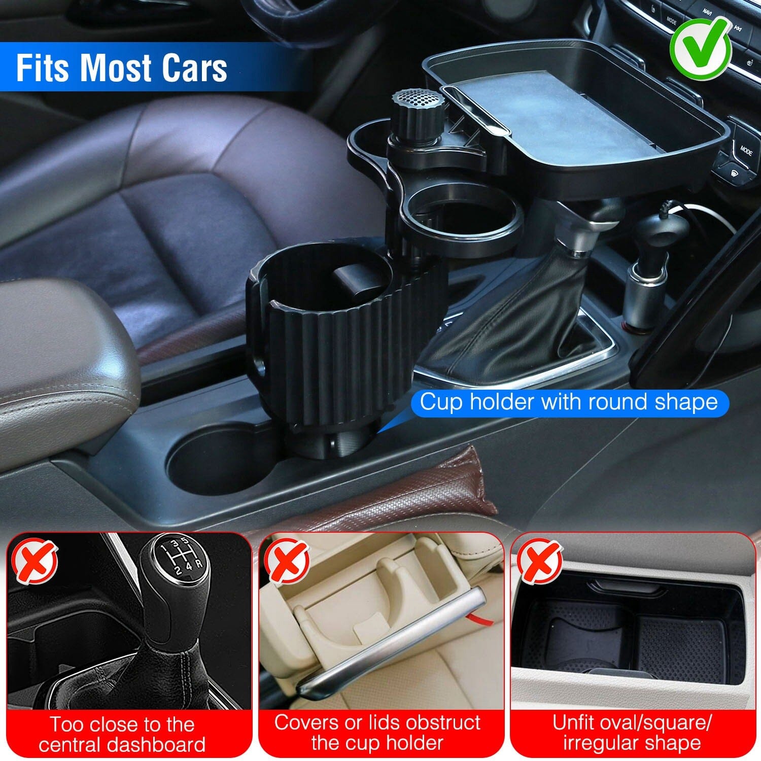 4-in-1 Car Cup Holder Tray Food Table Outlet Deals