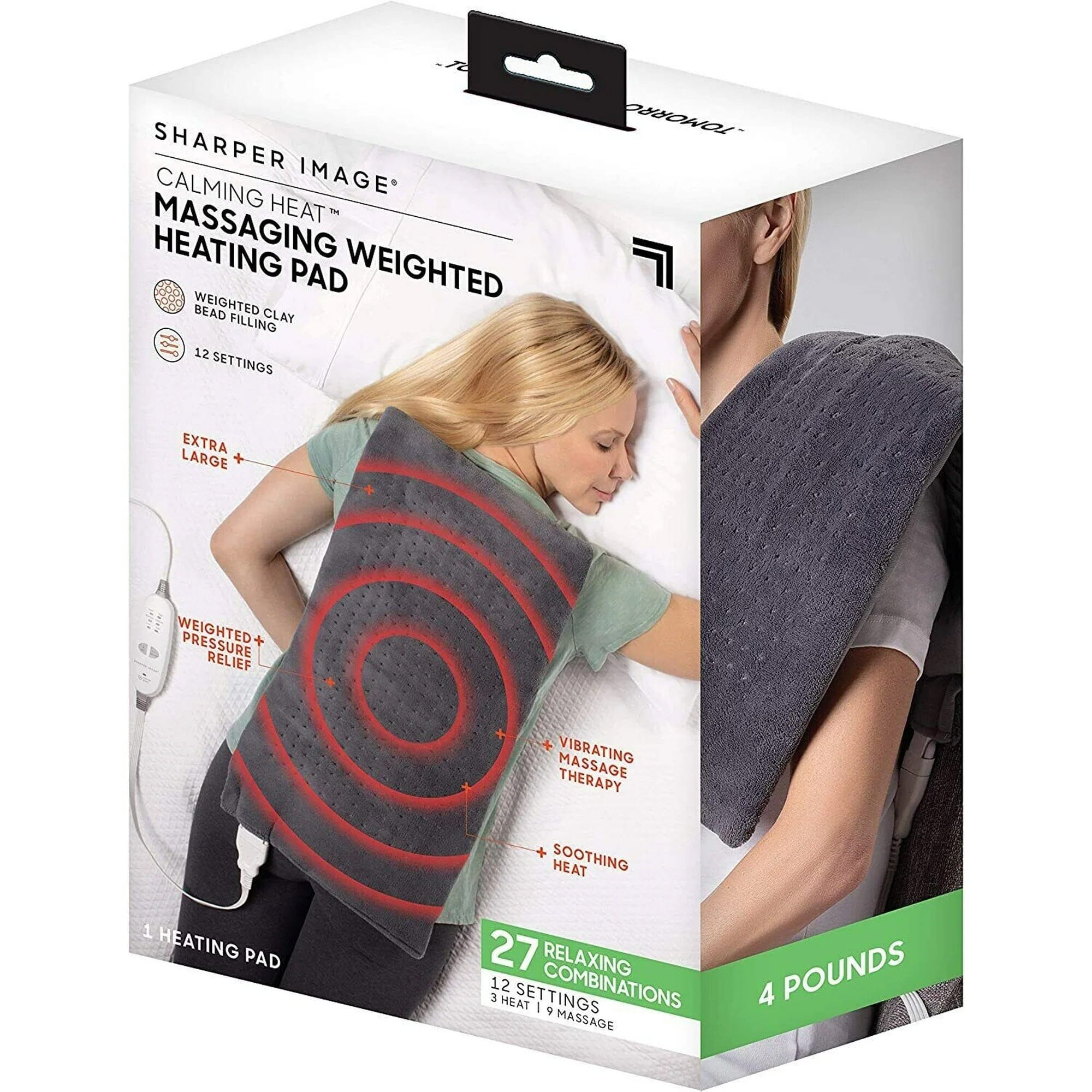 Calming Heat Massaging Weighted Heating Pad by Sharper Image (Refurbished) Sale Deals
