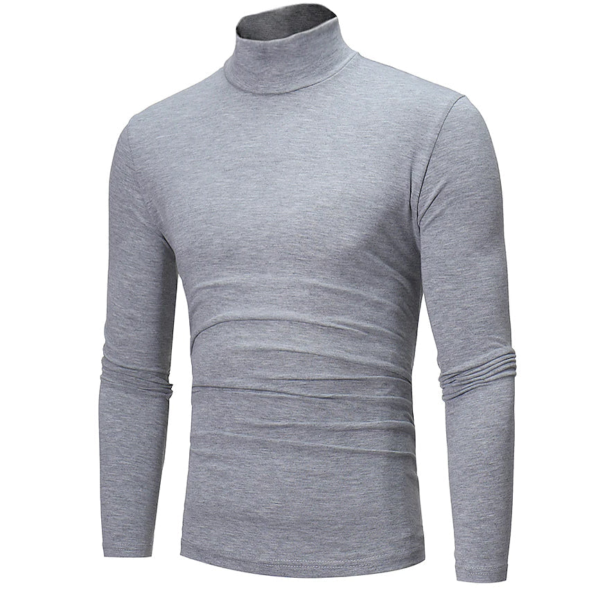 Men's Pure Color T-Shirt Thermal Mock Turtleneck Long Sleeve Tops Best Pices Online