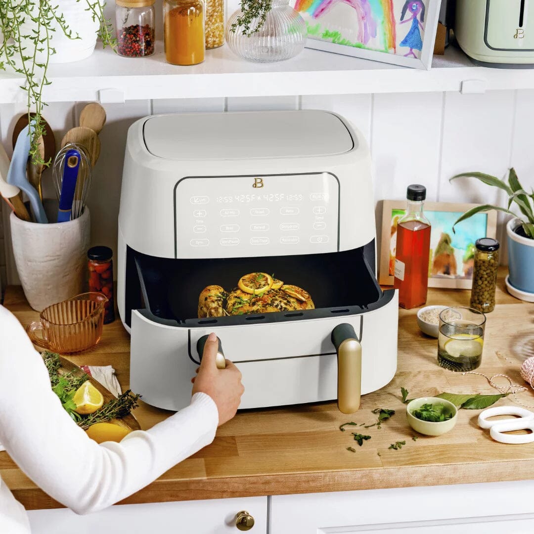 Beautiful 9 QT TriZone Air Fryer White Icing by Drew Barrymore Outlet 2025 New