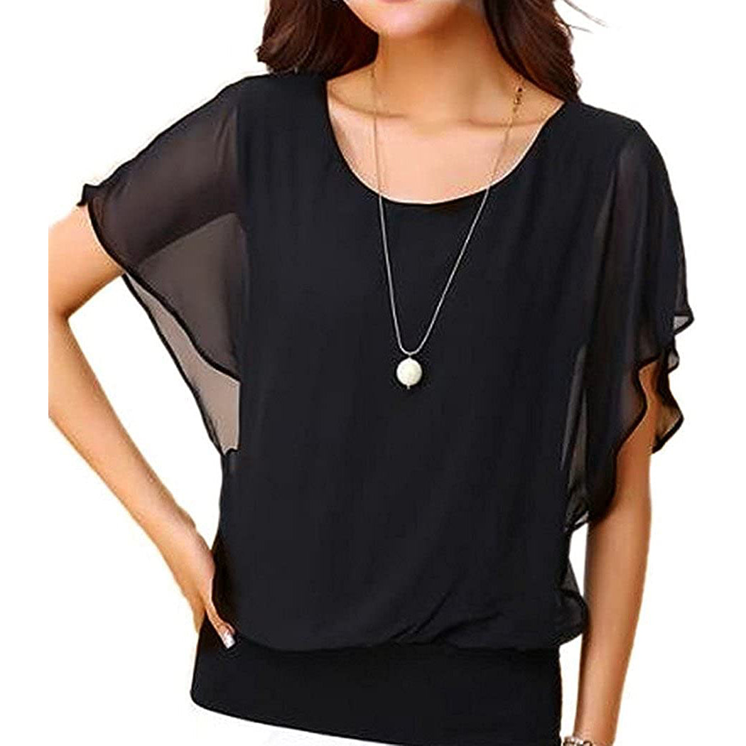 Women's Loose Casual Short Sleeve Chiffon Top T-Shirt Blouse Clearance Buy