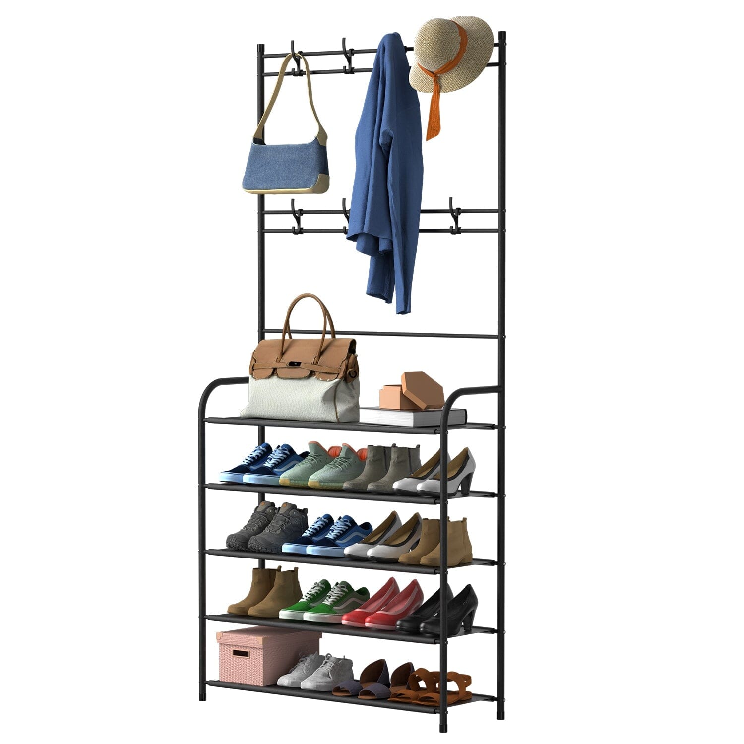 Entryway Coat Hat Rack Shoe Storage Shelf Sale New