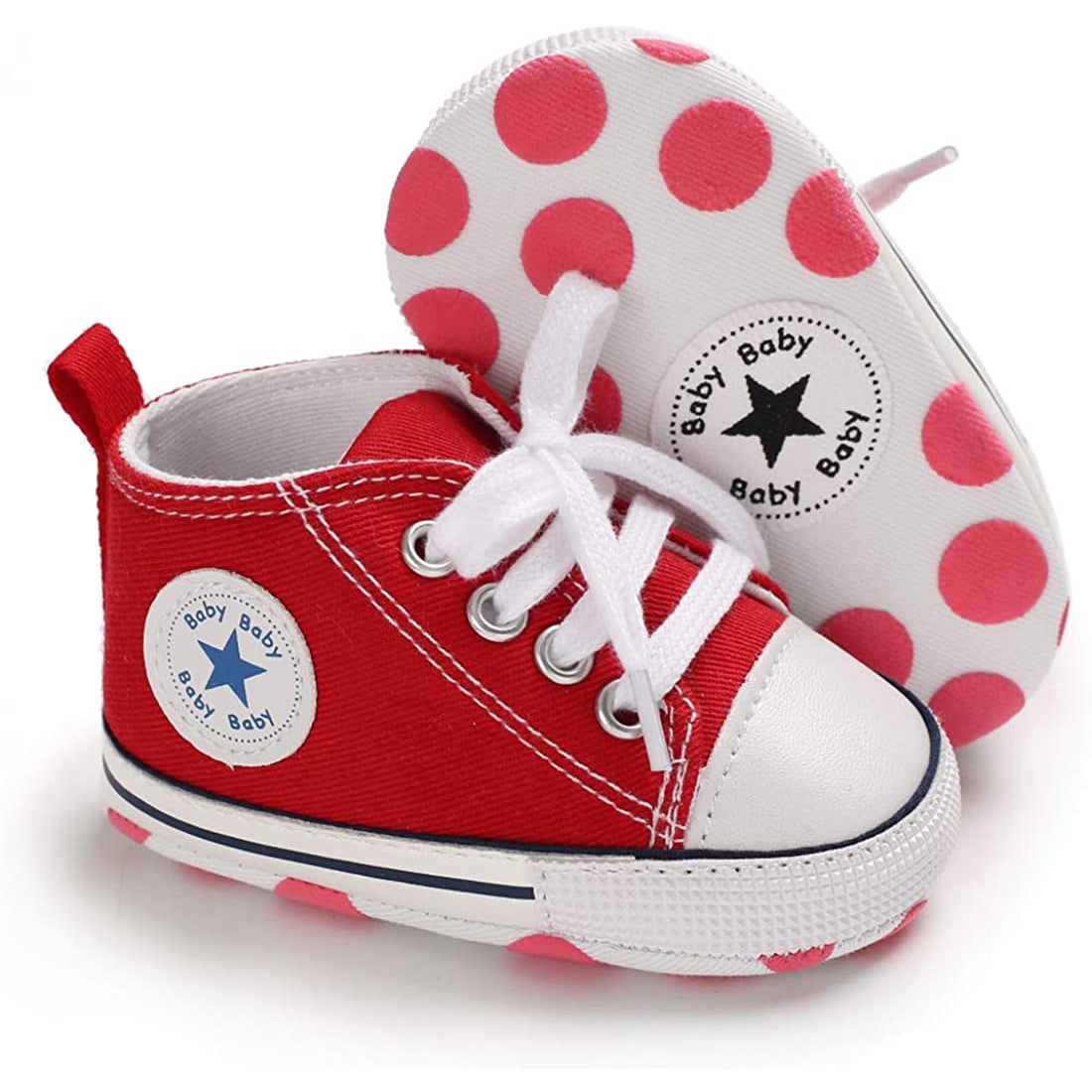 Unisex High Top Sneaker Soft Anti-Slip Sole Newborn Infant Denim Shoes Visit