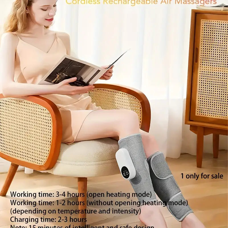 Rechargeable Air Compression Leg Calves Muscle Massager with 3 Intensity Levels and 3 Heat Settings Recommend For Sale