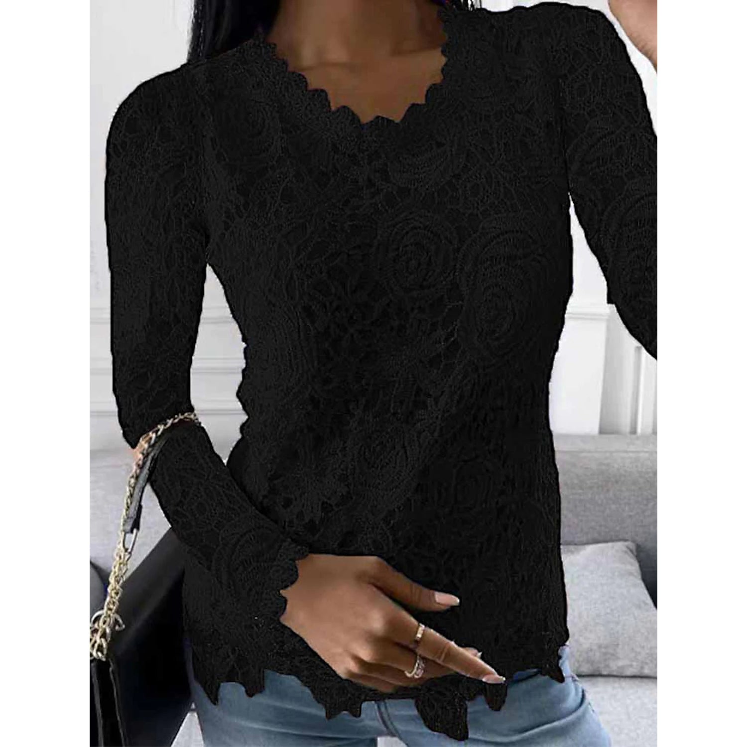 Women's Floral Lace Long Sleeve Blouse Shirt Best Sale Online