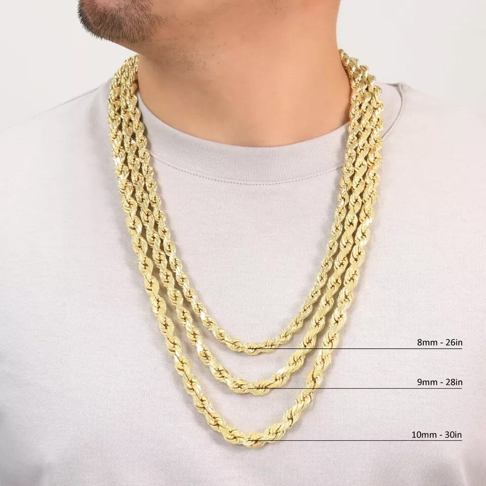 Rope Chain in Yellow Gold - 8mm 2025 Newest Sale Online