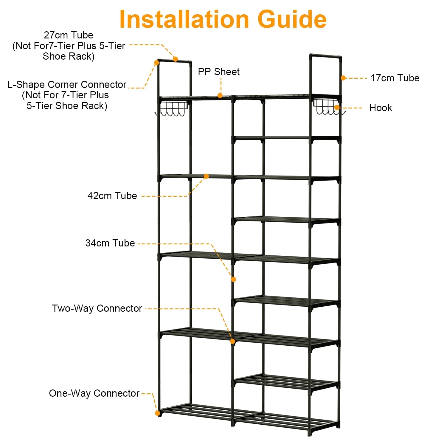 Metal Shoe Storage Shelf Free Standing Shoe Stand with 2 Row Hooks For Nice Cheap Online