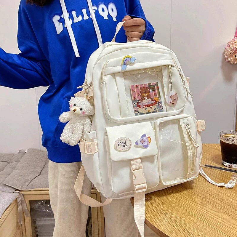 Cute Waterproof Multi-Pocket Women Backpacks with Bear Doll Clearance Good Selling