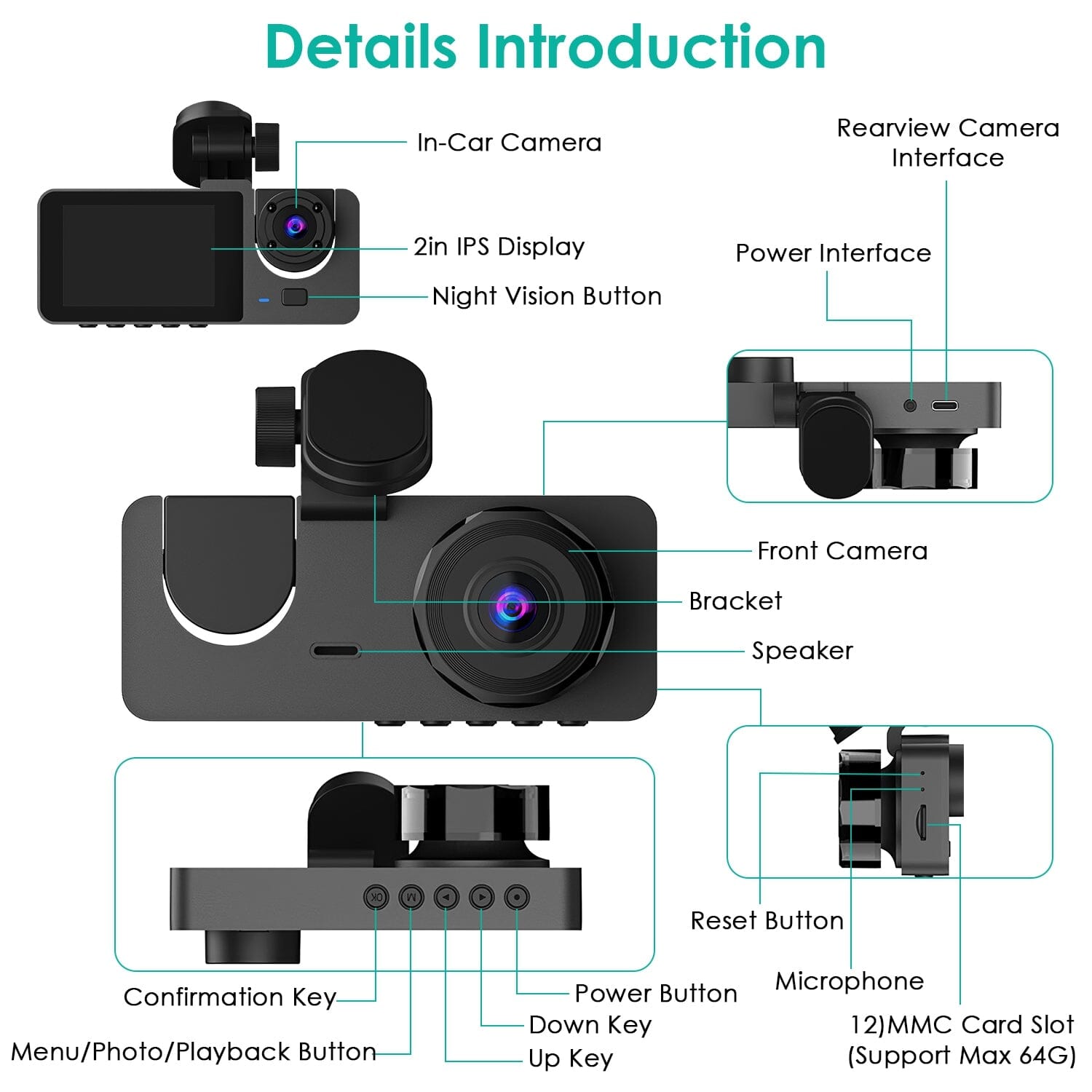 3 Channel Dash Cam Front Inside Rear Vehicle Driving Recorder Car DVR For Sale Online