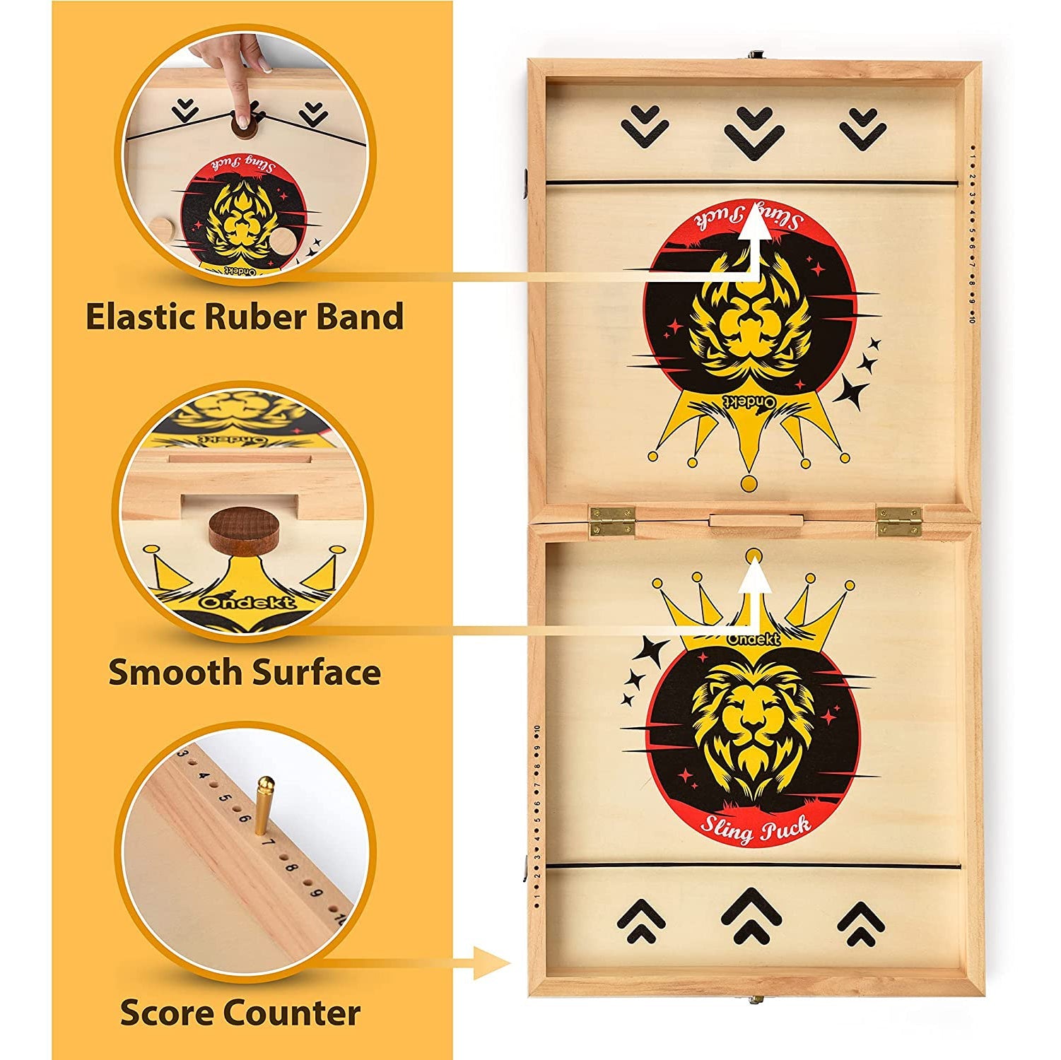 3-in-1 Foldable Wooden Fast Sling Puck Game View