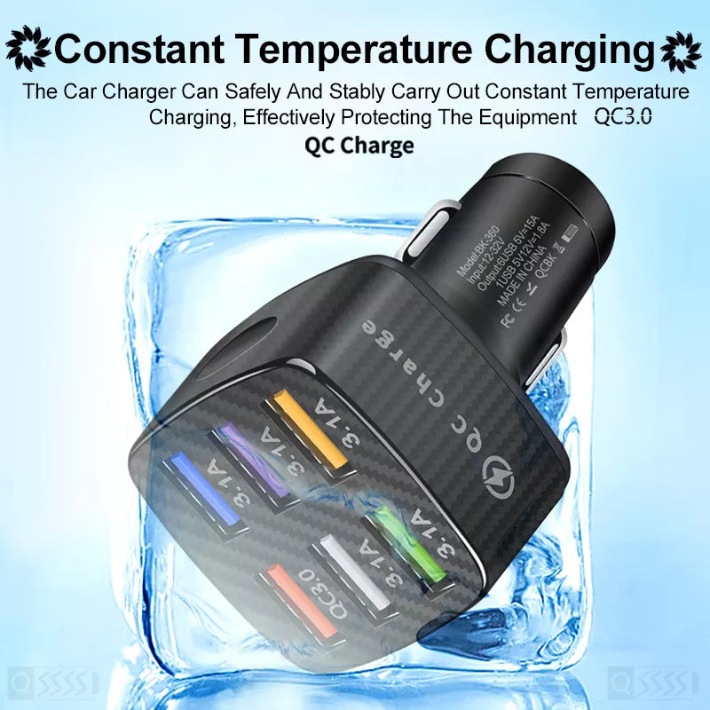 PBG LED 6-Port Car Charger and 4 in 1 Nylon Charging Cable Bundle Sale 100% Authentic