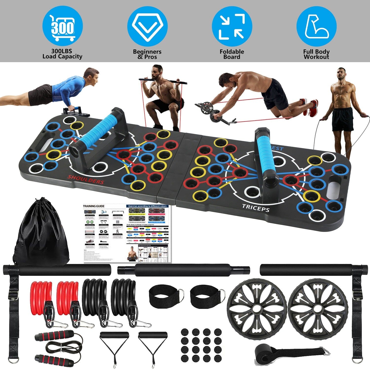 Multifunctional Push Up Board Home Strength Training Equipment with 15 Fitness Accessories Supply