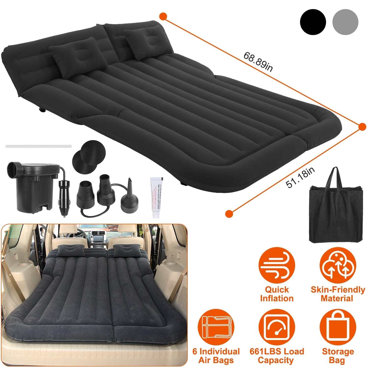 Inflatable SUV Air Mattress Thickened Camping Bed Cushion with Pillow Discount Best Sale