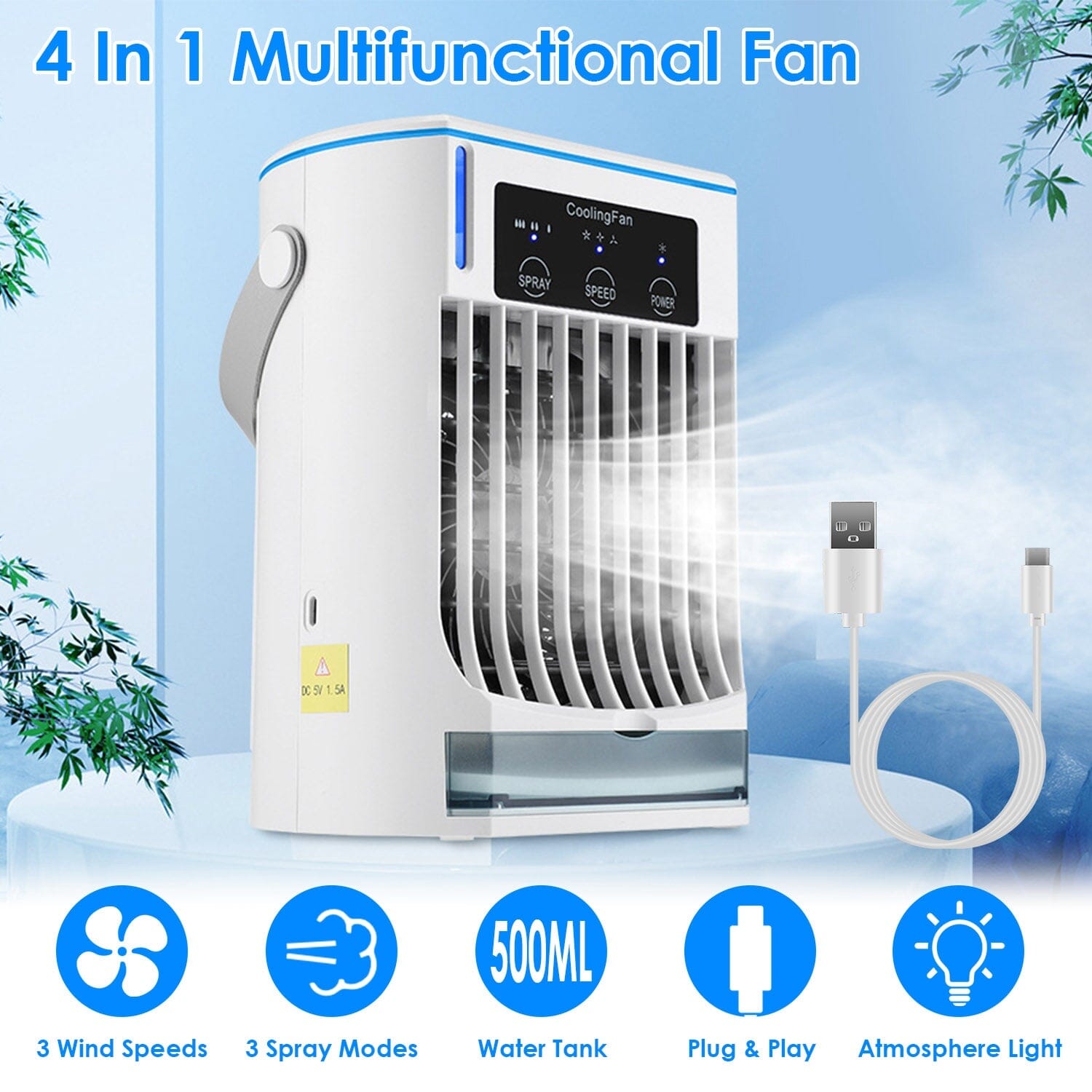 Portable Air Conditioner Fan Evaporative Humidifier 3 Speed Spray Cheap Sale Good Selling