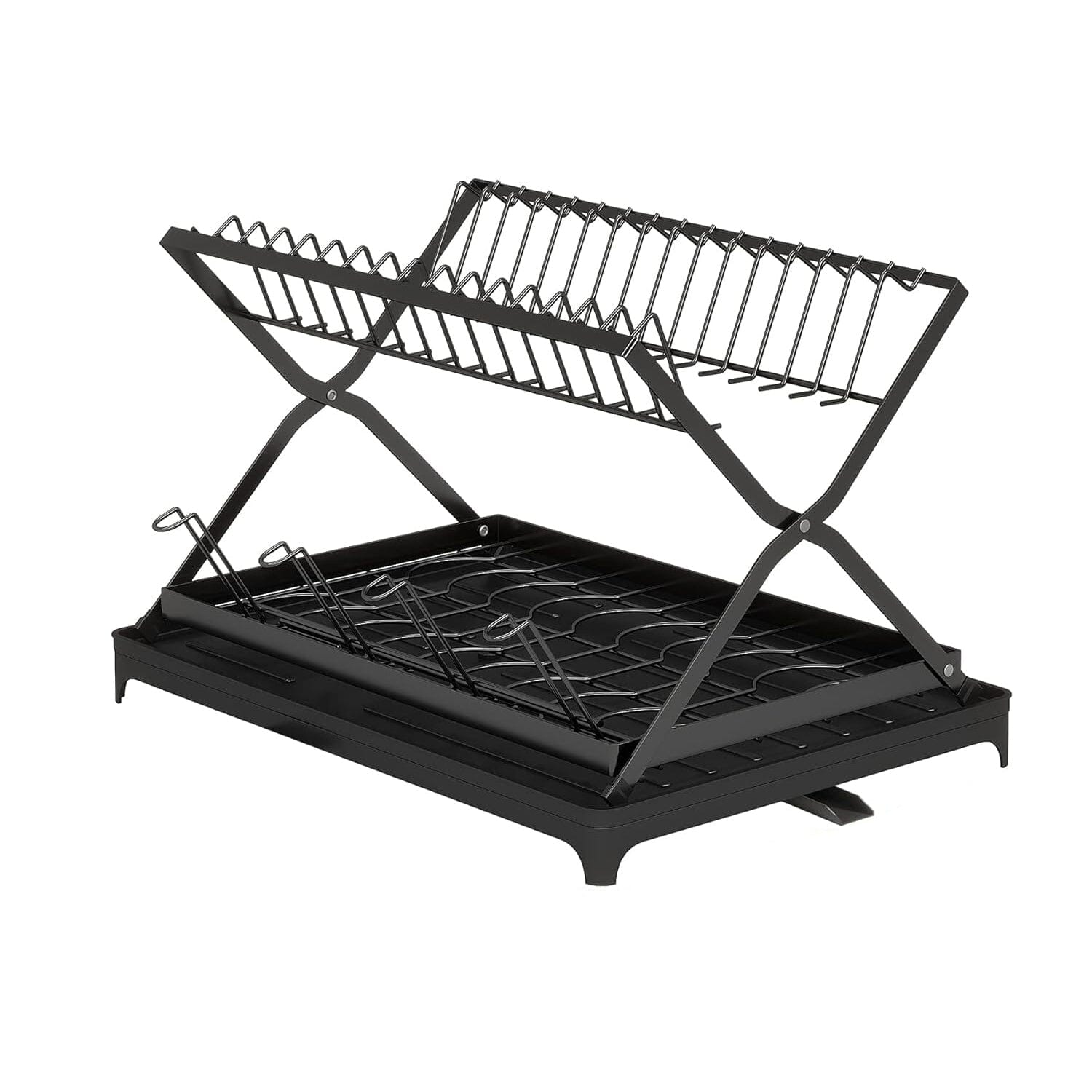 2-Tier Dish Drying Rack with Cup Holder and Drainboard Visit For Sale