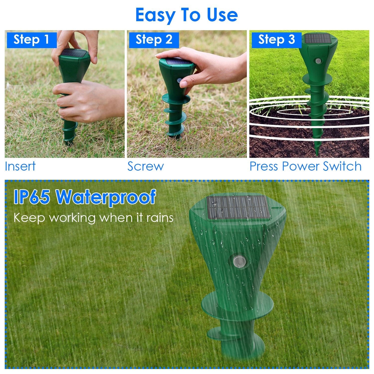 8-Pieces: Solar Powered Repellent Waterproof Solar Vibration Stake Best Wholesale