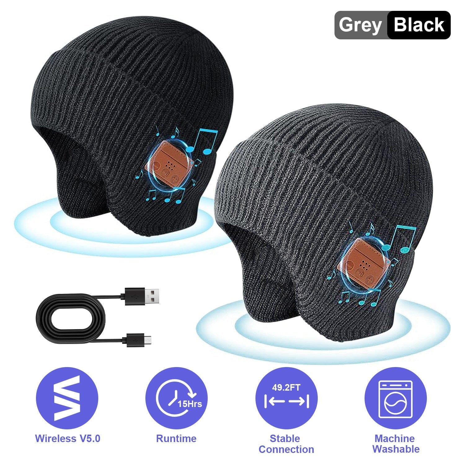 Wireless V5.0 Beanie Hat with Headphones USB Rechargeable Sale Recommend