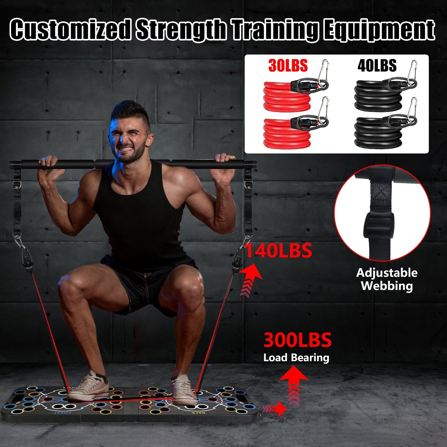 Multifunctional Push Up Board Home Strength Training Equipment with 15 Fitness Accessories Supply