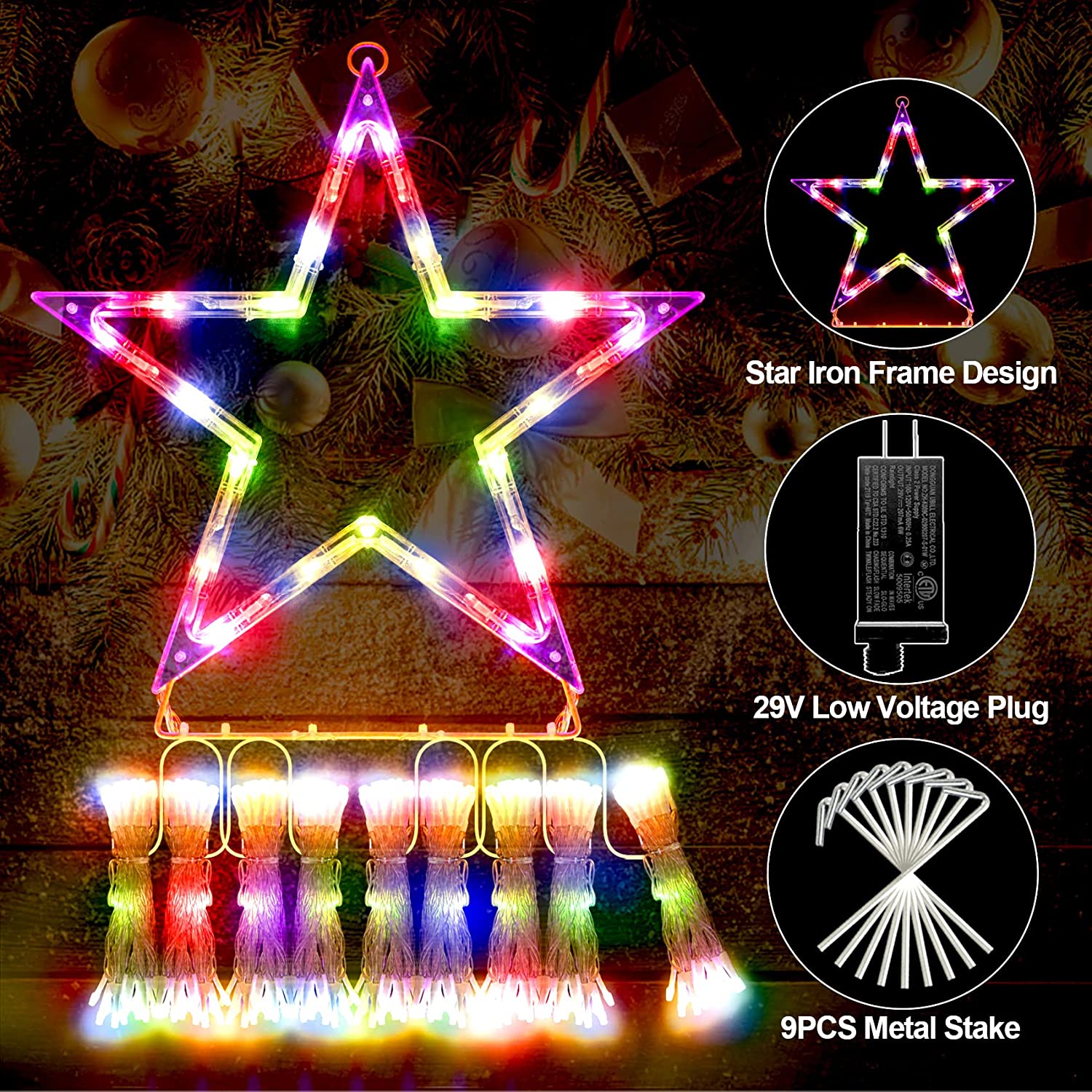 Christmas String Lights with 317 LED Star Hanging Twinkle Fairy Curtain Lights Manchester Great Sale Online