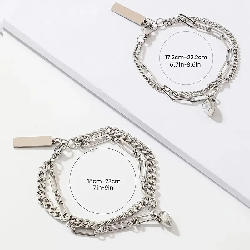 2-Piece: Lovers' Titanium Steel Love Magnet Bracelet Free Shipping Purchase