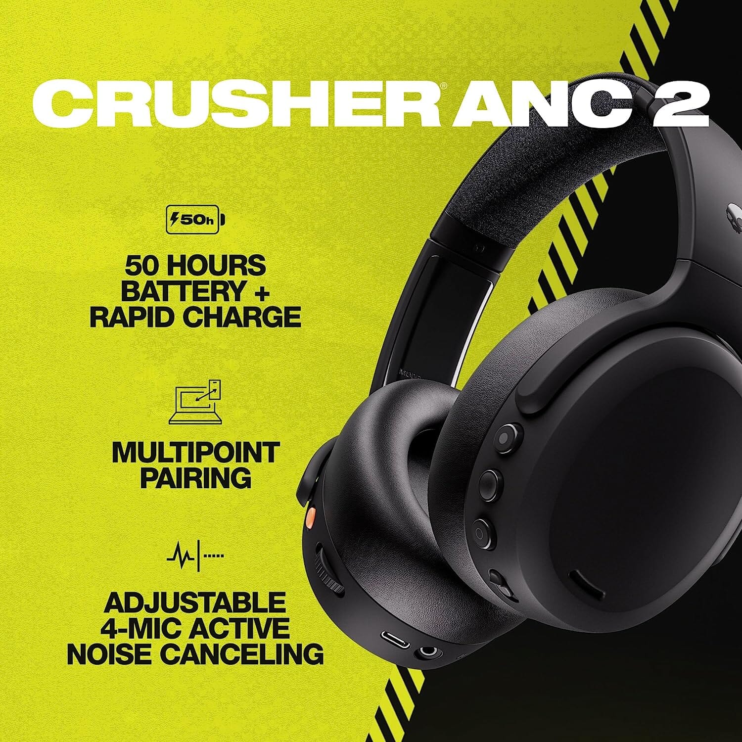 Skullcandy Crusher ANC 2 Over-Ear Noise Cancelling Wireless Headphones with Sensory Bass (Refurbished) Footlocker Finishline For Sale