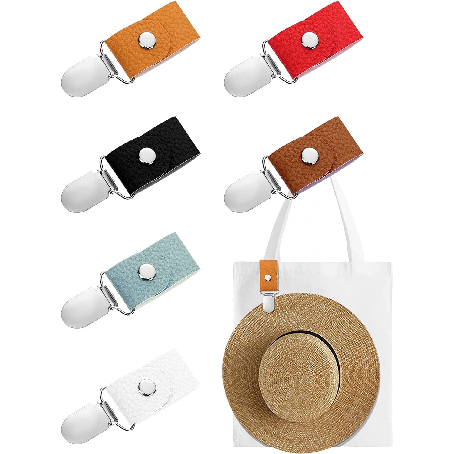 6-Piece: Hat Clip for Summer Travel on Bag Luggage PU Leather Hat Supply Online