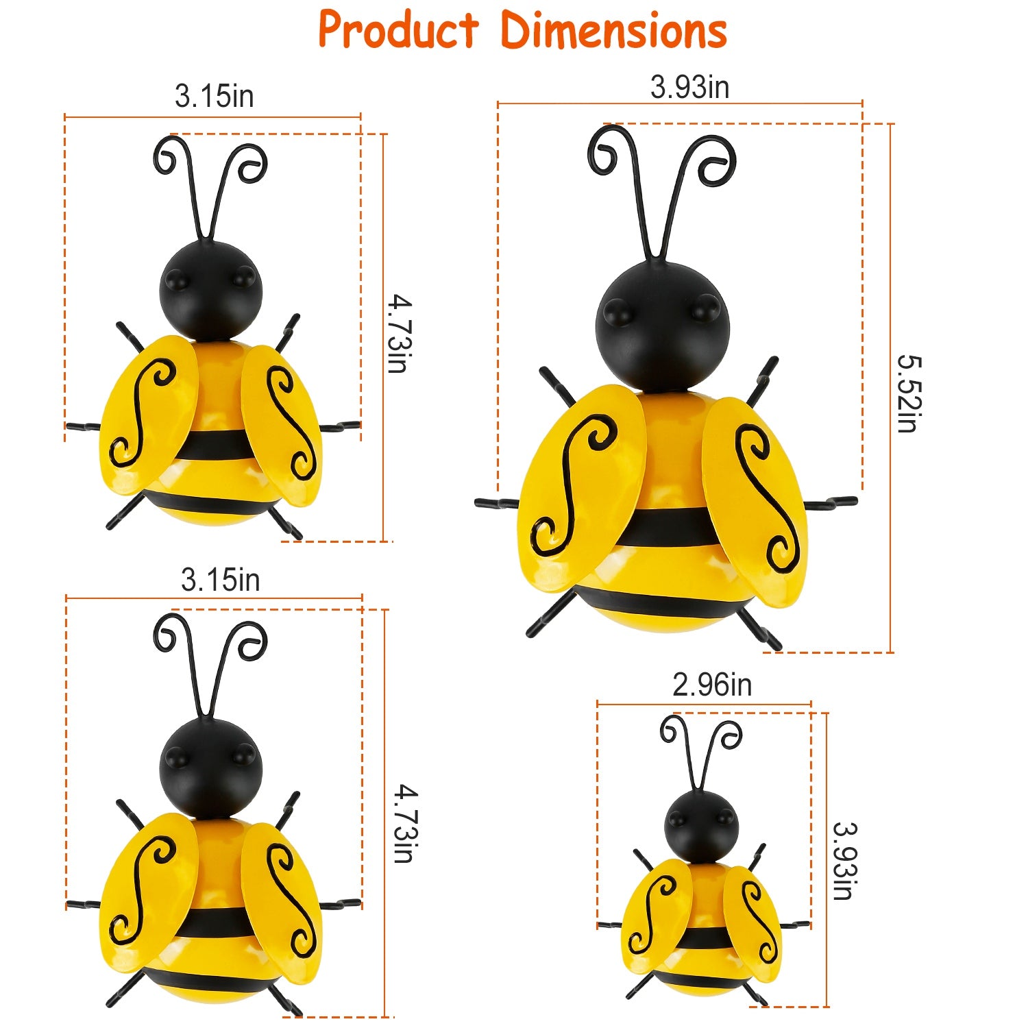 4-Piece: 3D Bumble Bee Ornament Set Many Kinds Of Online