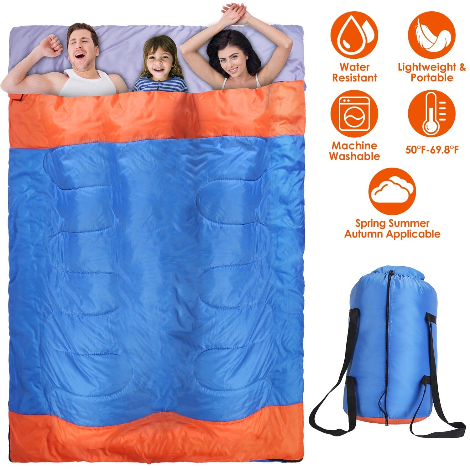 Water Resistant Camping Cotton Liner Sleeping Bag with Sack Visa Payment For Sale