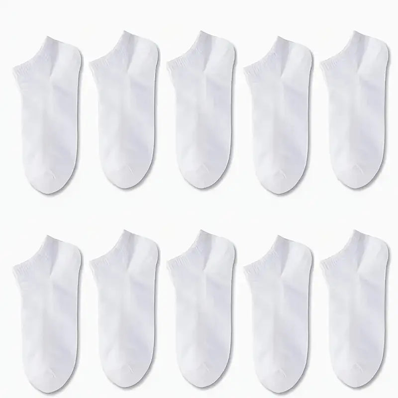 10-Pairs: Men's Solid Sport Low Cut Socks, Breathable Sweat-absorbing Comfy Soft Casual Simple Style Socks Discount Shop