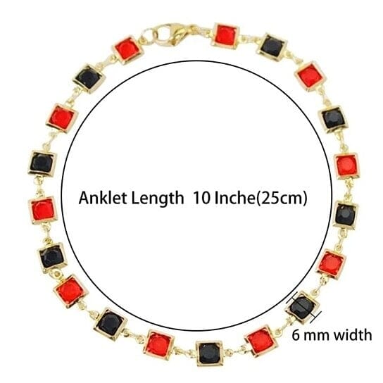 Red And Crystal Square Ankle Bracelet In China Cheap Pice