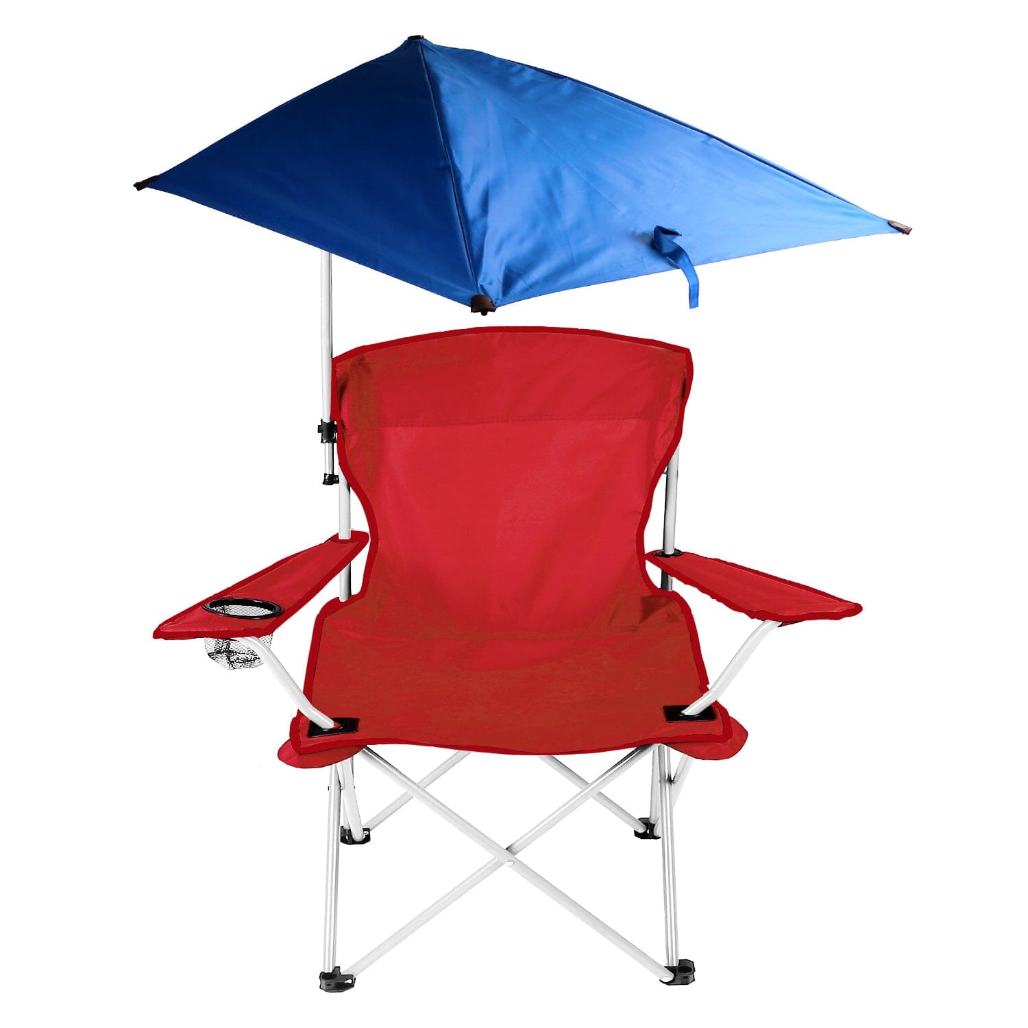 Foldable Beach Chair with Detachable Armrest Adjustable Canopy Stool with Cup Holder Tumblr