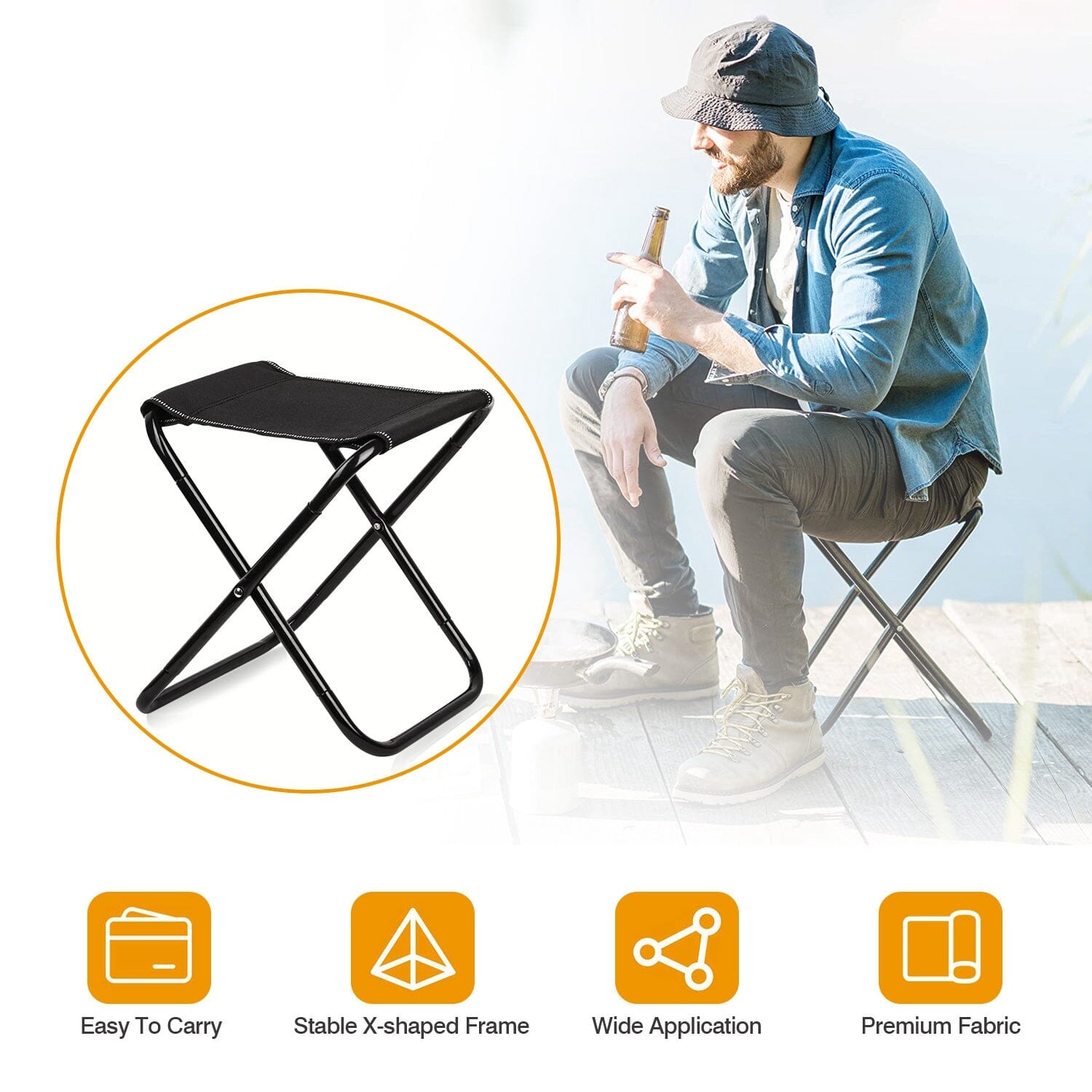 Foldable Camping Stool Portable Travel Chair Real Online