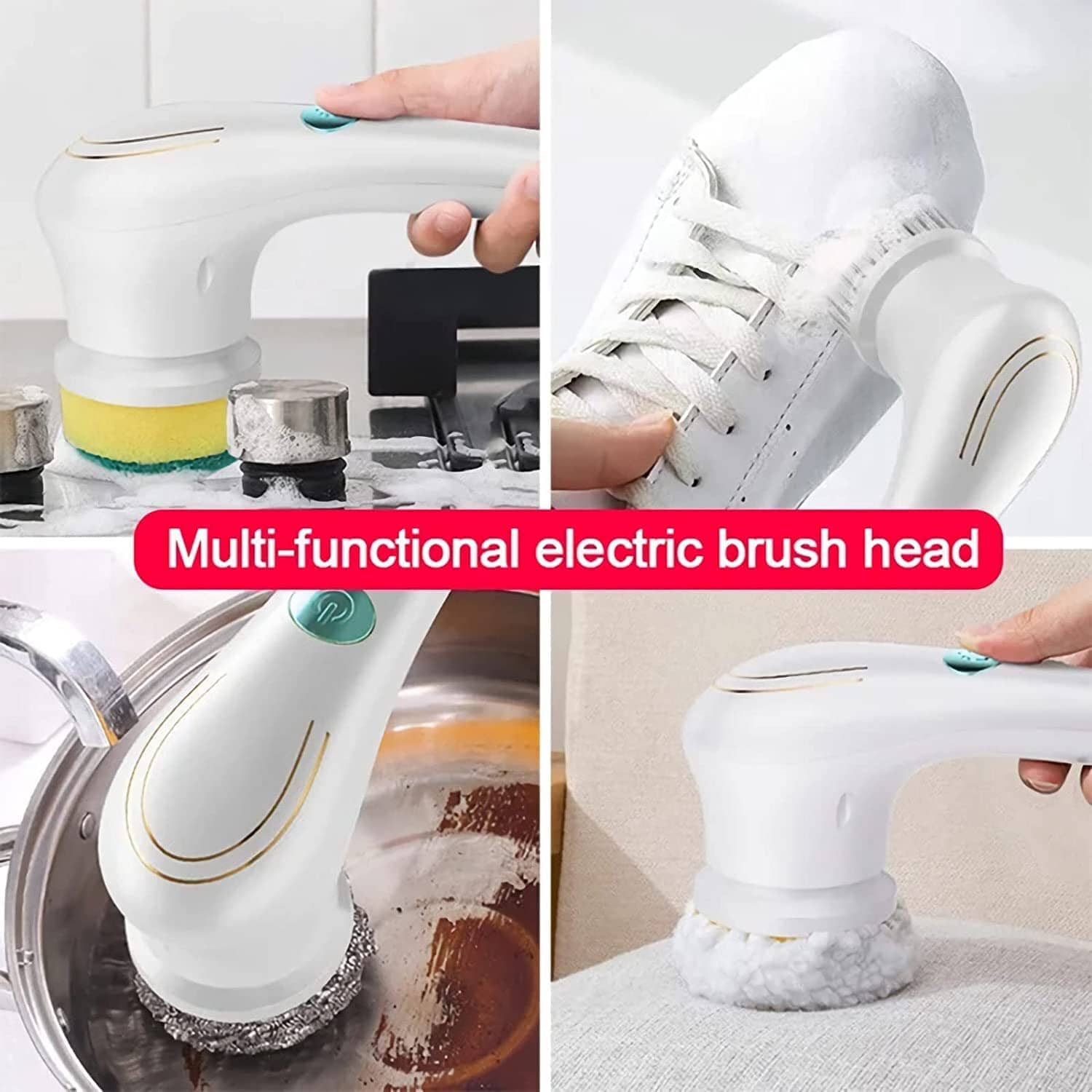 Electric Spin Scrubber Cordless Handheld Cleaning Brush with 5 Replaceable Brush Heads From China For Sale