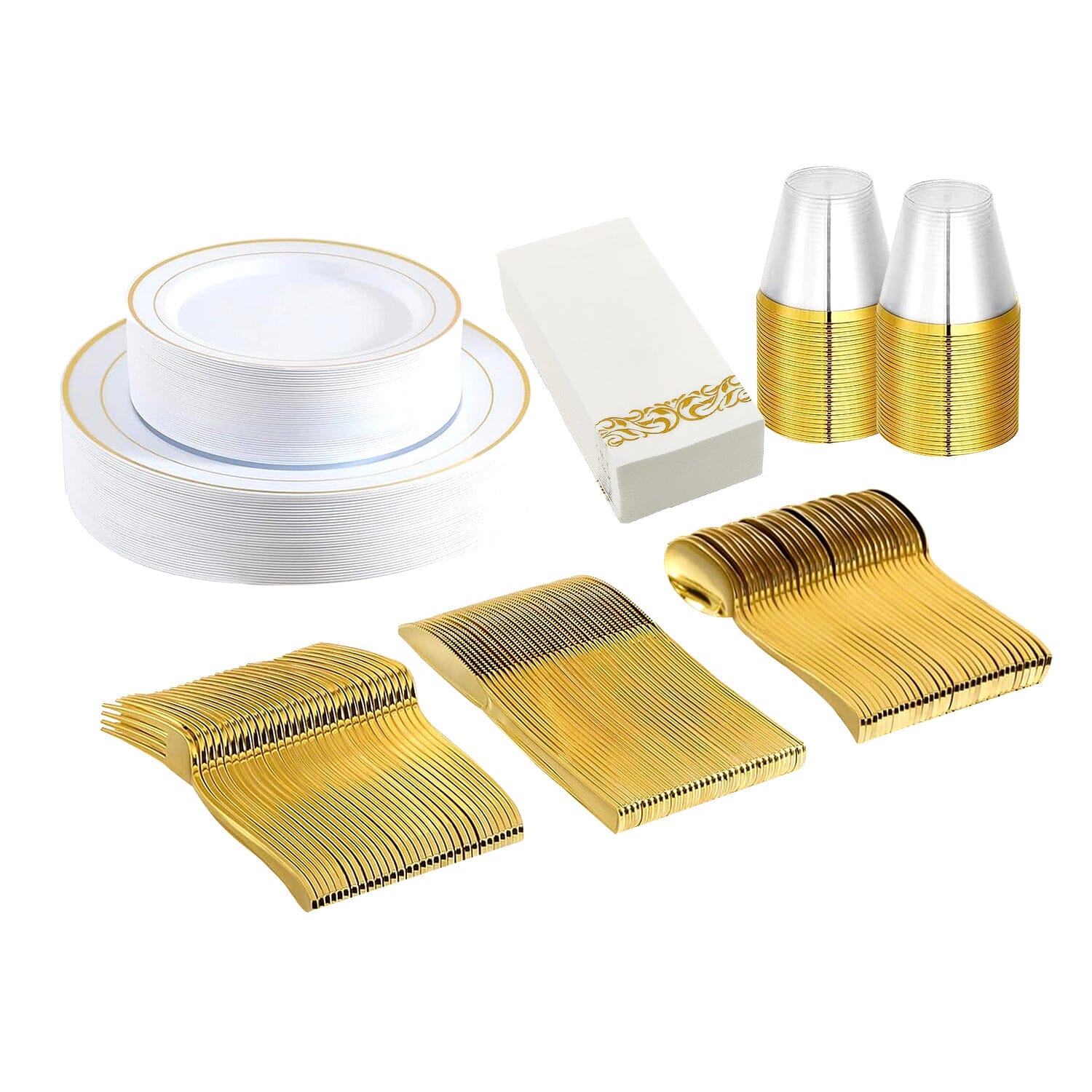 175-Pieces: Disposable Gold Dinnerware Set Low Shipping Fee Online