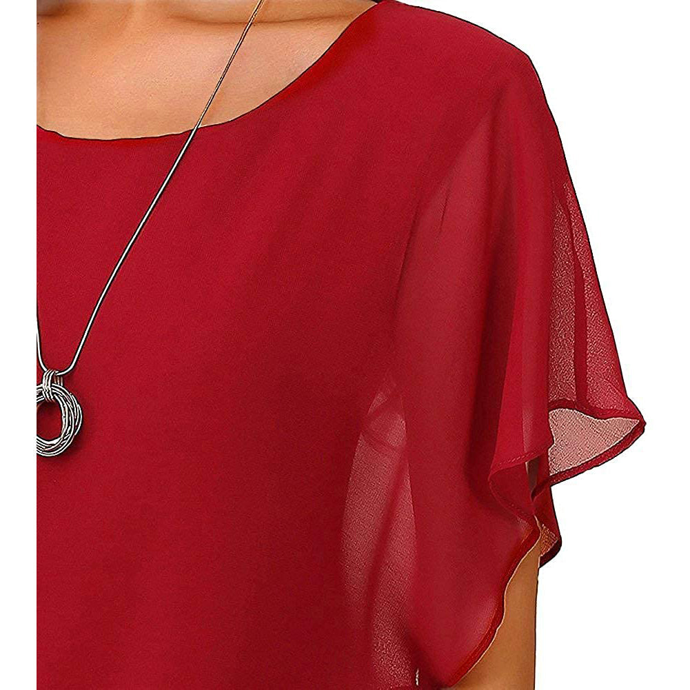 Women's Loose Casual Short Sleeve Chiffon Top T-Shirt Blouse Clearance Buy