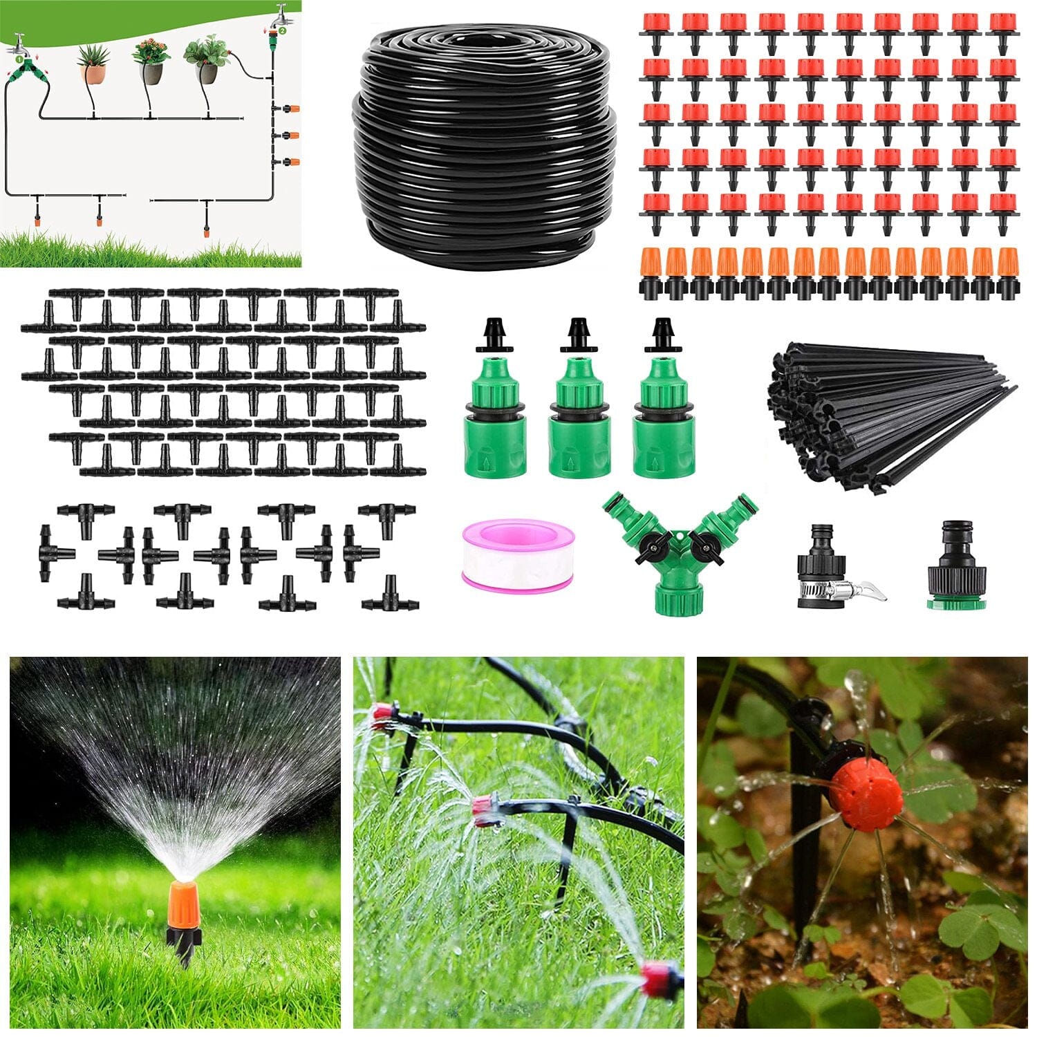 164FT Drip Irrigation Kit Automatic Garden Irrigation System Discount Purchase