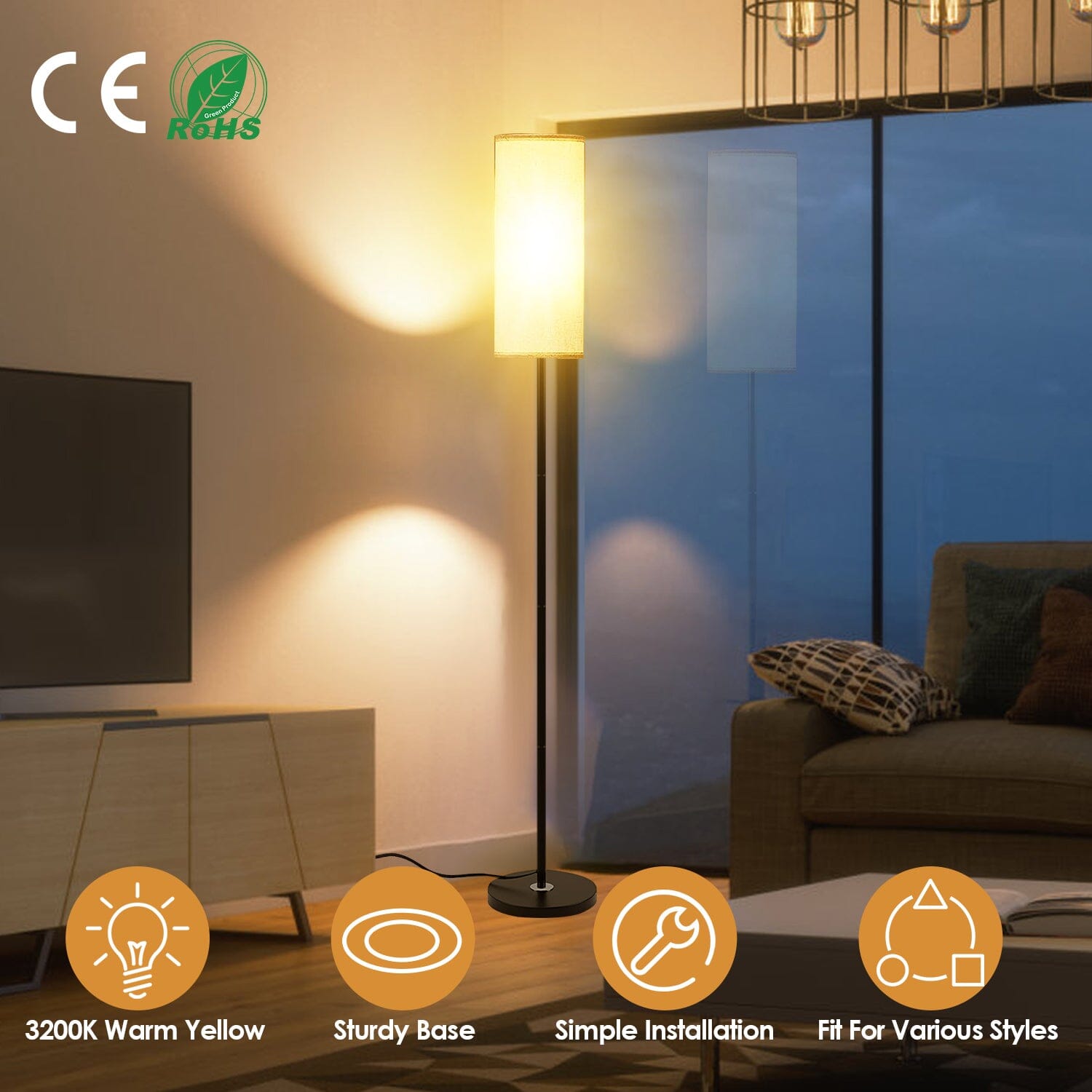 3200K Warm Yellow Light Modern Standing Lamp with Foot Switch 6W Bulb Cheap Sale Sast