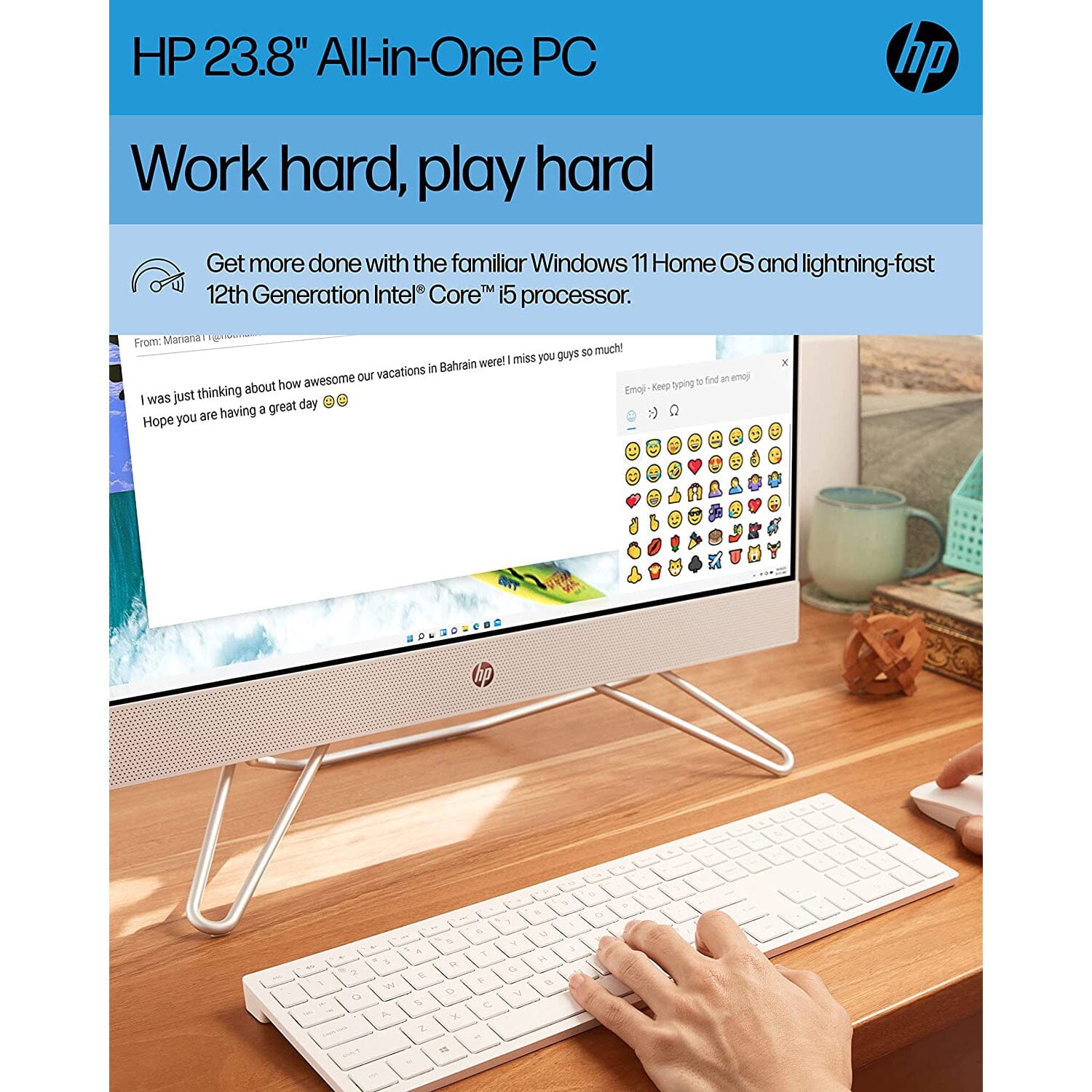 HP All-in-One Bundle PC, 23.8 FHD Touchscreen Display, Intel Core i5-1235U 8GB RAM 512GB SSD (Refurbished) Cheap Best Sale