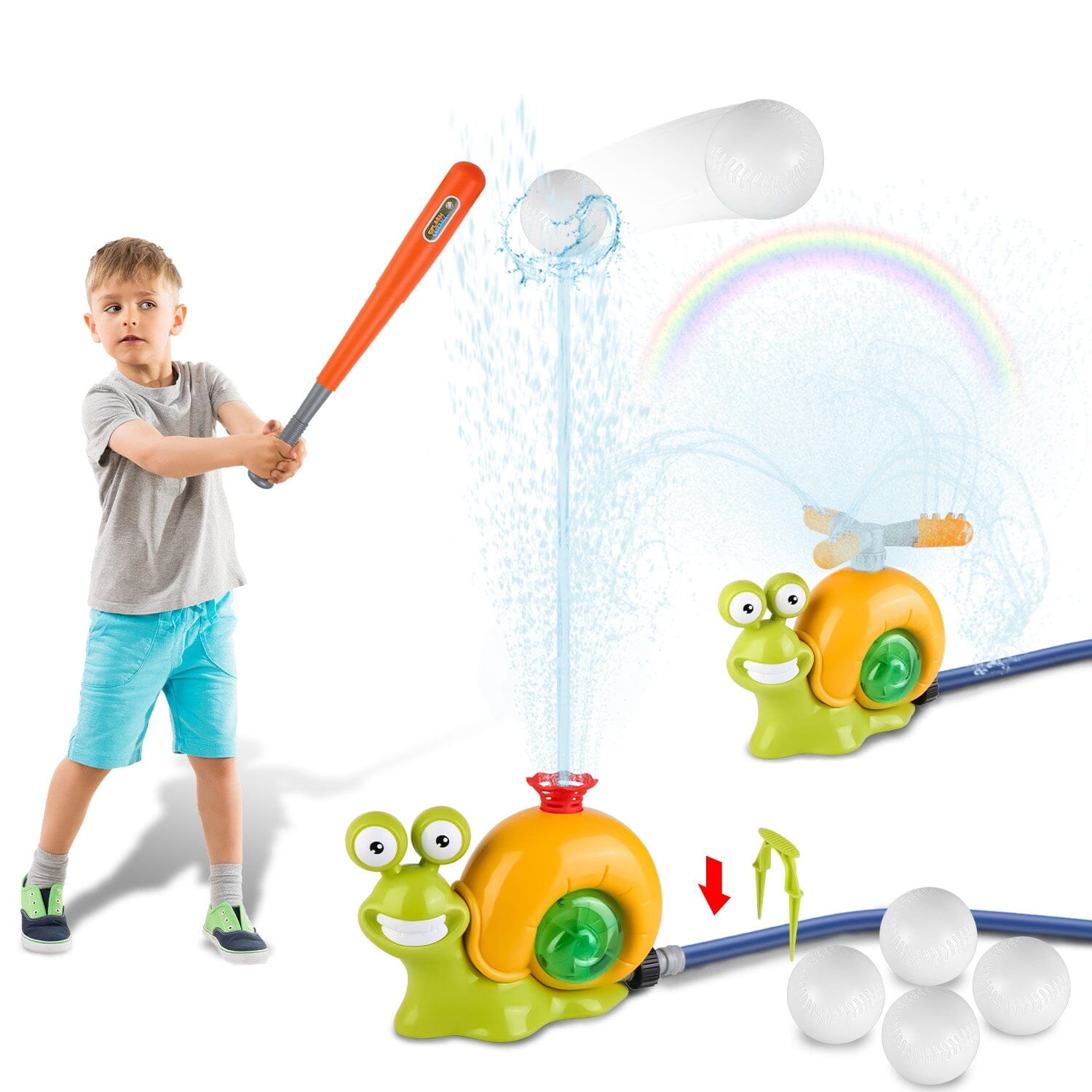 2-in-1 Snail Water Sprinkler Baseball Toy with 2 Sprinkler Nozzles Fashionable Cheap Online