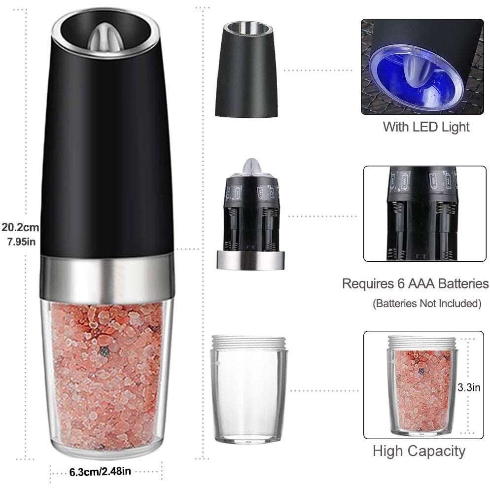 2-Pack: Gravity Electric Salt Pepper Grinder Sale Best Pices