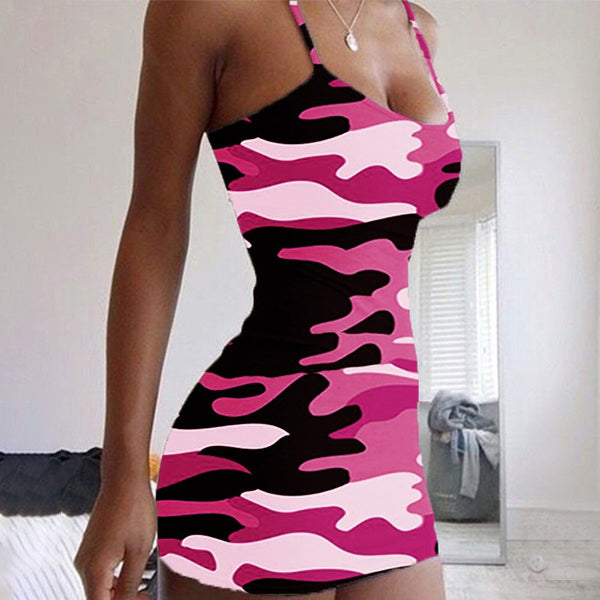 Women's Sexy Sleeveless Camouflage Mini Dress Free Shipping Big Discount