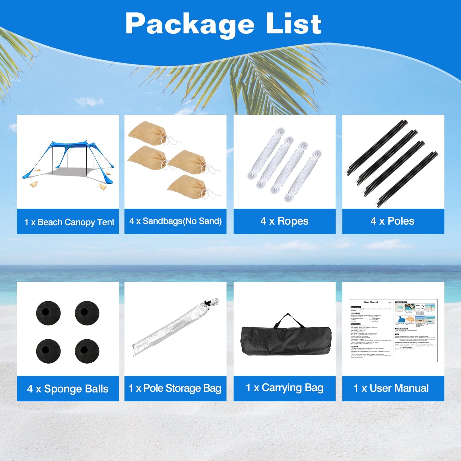 10 x 10 ft Sun Shelter Family Beach Tent Outdoor Shade UPF50+ with Sandbag Cheap Pice Wholesale