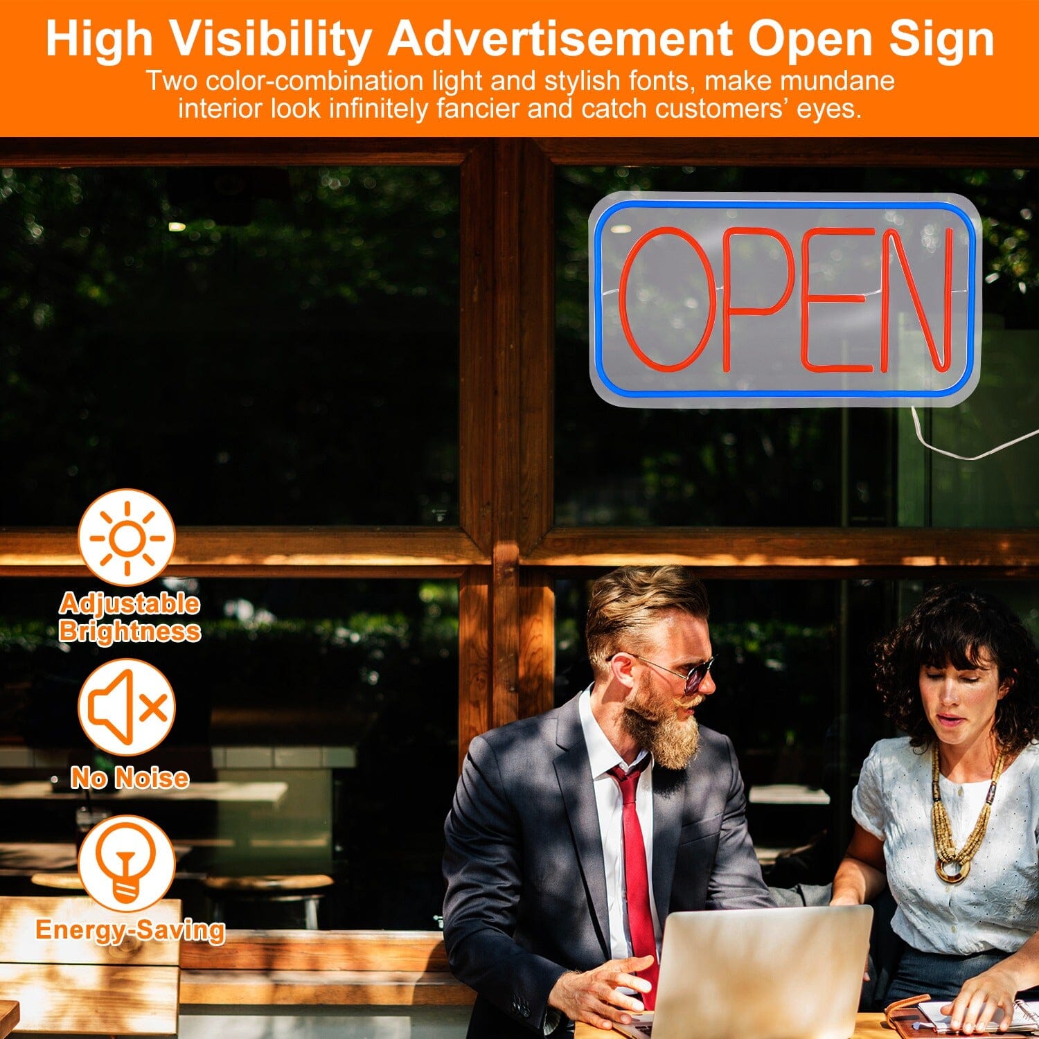 LED Open Sign Advertisement Board with 11 Levels Adjustable Brightness Clearance Footaction