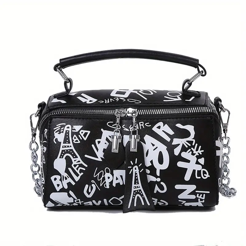 Graffiti Trendy Chain Crossbody Bag for Women Cheap Sale Best Store To Get