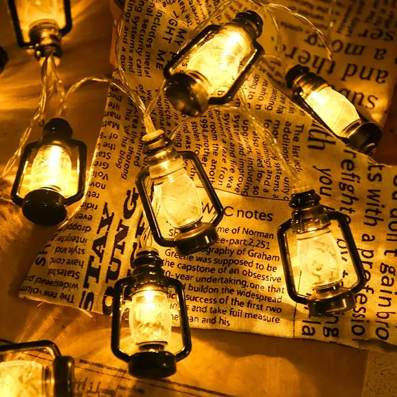 Kerosene Bottle LED String Lights Vintage Plastic Black Lantern Decor Limited Edition