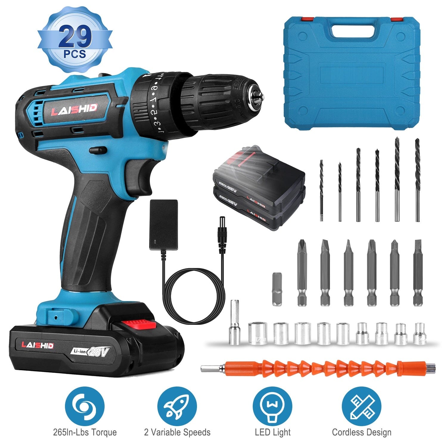 Cordless Drill Set with 2 Pieces 8V Batteries and Charger 2 Variable Speed 3/8In Keyless Chuck Quality From China Wholesale